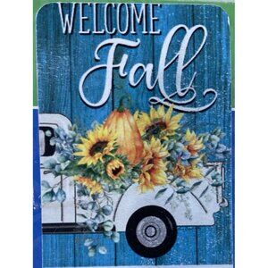 Welcome Fall House Flag Pumpkin Sunflower Rustic Farm Truck Outdoor Home Decor